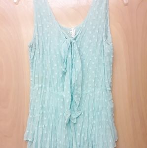 Blue Flowy Fairy Boho Tank Swiss Dot